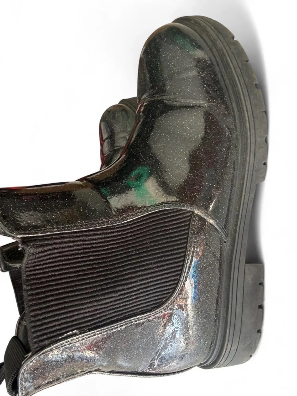 Kids Sparkle Black Chelsea Boots